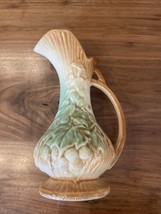 Vintage McCoy Pitcher Vase Decanter Grape Pattern Jade &amp; Brown 9.25&quot;  Mint Cond - £23.07 GBP