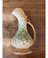 Vintage McCoy Pitcher Vase Decanter Grape Pattern Jade &amp; Brown 9.25&quot;  Mi... - £22.75 GBP