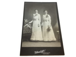 Vintage Cabinet Photo From Hebron, Neb. Two Young Women Fancy Dresses - £7.65 GBP