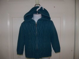 Lands&#39; End Teal Cabled Cardigan Sweater Jacket Size S (4) Girl&#39;s EUC - £14.55 GBP