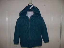 Lands&#39; End Teal Cabled Cardigan Sweater Jacket Size S (4) Girl&#39;s EUC - £14.62 GBP