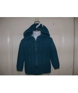 Lands&#39; End Teal Cabled Cardigan Sweater Jacket Size S (4) Girl&#39;s EUC - £14.30 GBP