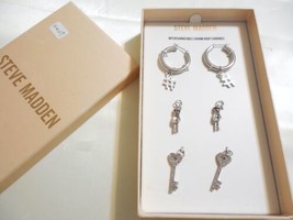 Steve Madden Silver-Tone Charm Hoop Earrings Gift Set SM107 $26 - $12.47