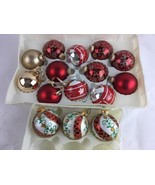 15 Christmas Glass krebs Ornament Ball White Red Gold Lot glitter - $752.29 MXN