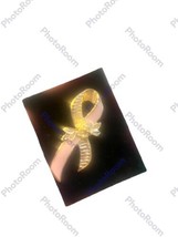 Avon Pink Enamel Breast Cancer Awareness Pin Gold Tone Vintage Strand Lo... - $11.30