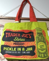Trader Joe’s Bag Reusable Heavy Cotton Green Pickle Shopping Bag Christmas Gift - £7.51 GBP