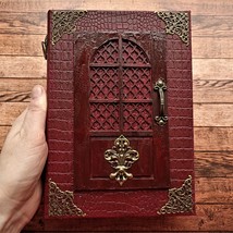 Door journal handmade Burgundy grimoire Witchy junk book for sale complete - £62.76 GBP