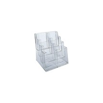 Displays Four-Tier Trifold Brochure Holder Clear Plastic 252377 - £37.96 GBP