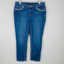 Earl Womens 12 Embellished Skinny Medium Wash Flap Back Pocket Jeans * - £13.17 GBP