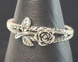 Silver Tone Single Rose Ring Size 10 Cottagecore Softgirl - £10.54 GBP