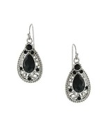 Silver Tone Filigree Dangle Earrings with Black Faceted Beads [Jewelry] - $24.44 CAD