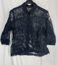 West End Petite Womens Size 42&quot; Chest 3/4 Sleeve Black Top Lace Blouse B... - £9.10 GBP