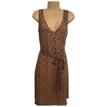 A NEW DAY Leapord Dress Womens Size Large Belt V neck Midi Lined - £13.04 GBP