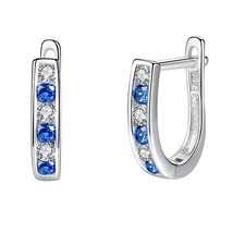 Christmas Gift 925 Sterling Sliver Earrings Round Zirconia Crystal Hoop Earrings - £14.50 GBP