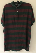Vintage Ralph Lauren Polo Green Red Striped 100% Cotton Shirt M USA Made 48” - $36.99