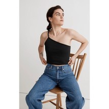Madewell Womens One-Shoulder Crop Tank in Sleekhold Black Ribbed S - £16.88 GBP
