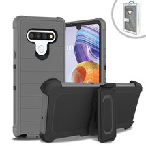 LG STYLO 6 3-In-1 Hybrid Heavy Duty Holster Combo Case In Gray - £9.64 GBP