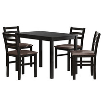 5PCS Stylish Dining Table Set 4 Upholstered Chairs with Ladder Back Design - £213.62 GBP