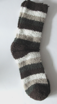Womens Soft Cozy Fuzzy Polyester Socks Size 9-11 Tri-colored Striped - $4.74