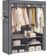 Songmics Portable Closet Wardrobe With Shoe Rack And Cover,, Gray Uryg00... - $48.96
