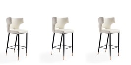 Holguin Barstool in Cream, Black and Gold (Set of 3) - £825.99 GBP