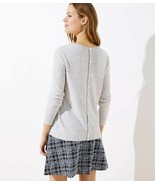 LOFT Button Back Sweater Light Grey Heather New - $567.66 MXN
