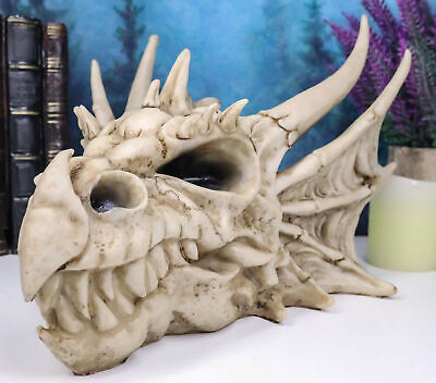 Fantasy Grendel Dragon Head Skull Skeleton Realistic Fossil Replica Statue 9"L