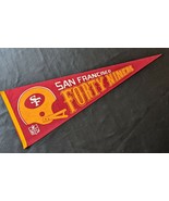 Vintage San Francisco 49ers 2 Bar Helmet NFL NFC Felt Pennant 30 x 12 In... - $29.69