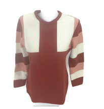 Vintage Lido Of California Women&#39;s Wool Knit Ski Sweater Orange Striped ... - £14.55 GBP