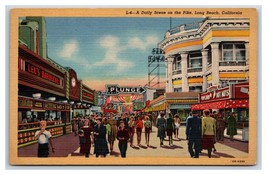 Scene on the Pike Street View Long Beach California CA UNP Linen Postcard H23 - £3.07 GBP