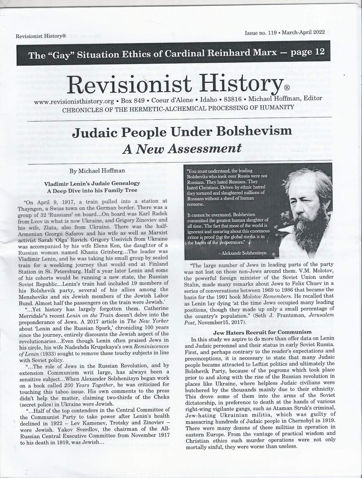 REVISIONIST HISTORY No.119 Judaic People Under Bolshevism A New Assessment - $9.99