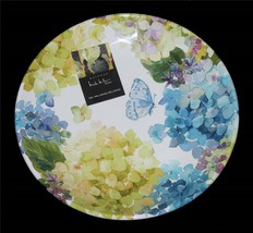 4 Nicole Miller Hydrangeas Flowers Butterfly 11&quot; THICK Melamine Dinner Plates - £40.15 GBP