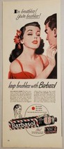 1947 Print Ad Barbasol Men&#39;s Shave Cream Pretty Lady Admires Smooth Shaven Man - £10.60 GBP