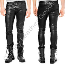 MENS LEATHER LEDER JEANS  THIGH FIT  LUXURY PANTS TROUSERS M/32 CUIR BN05 - €62,73 EUR