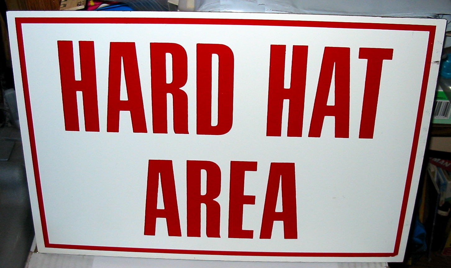 Hard Hat Area Sign 18&quot; Long 12&quot; Tall 1/8&quot; Thick New Heavy Duty Wood 49J - $9.49