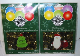 Loops & Threads Wool Ornament Kits 2ea Santa & Christmas Tree 4" Craft Item 56D - $5.93