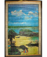 WOODEN WALL SCROLL Vintage Beach scene new in box 12&quot;X19&quot; Oriental Art w... - €5,11 EUR