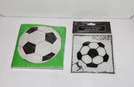 Soccer Party Napkins &amp; Soccer Ball Gel Cling 3 1/2&quot; Celebrate It Michael... - £4.72 GBP