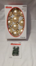 Celebrate It Christmas Glass Ornaments1 3/4&quot; Balls Satin Ivory10pc+75pcHooks 22K - £5.50 GBP