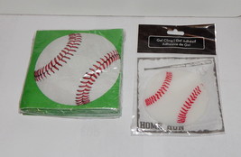 Baseball Party Napkins 16ea &amp; Baseball Gel Cling 3 1/2&quot; by Celebrate It 20L - £4.73 GBP