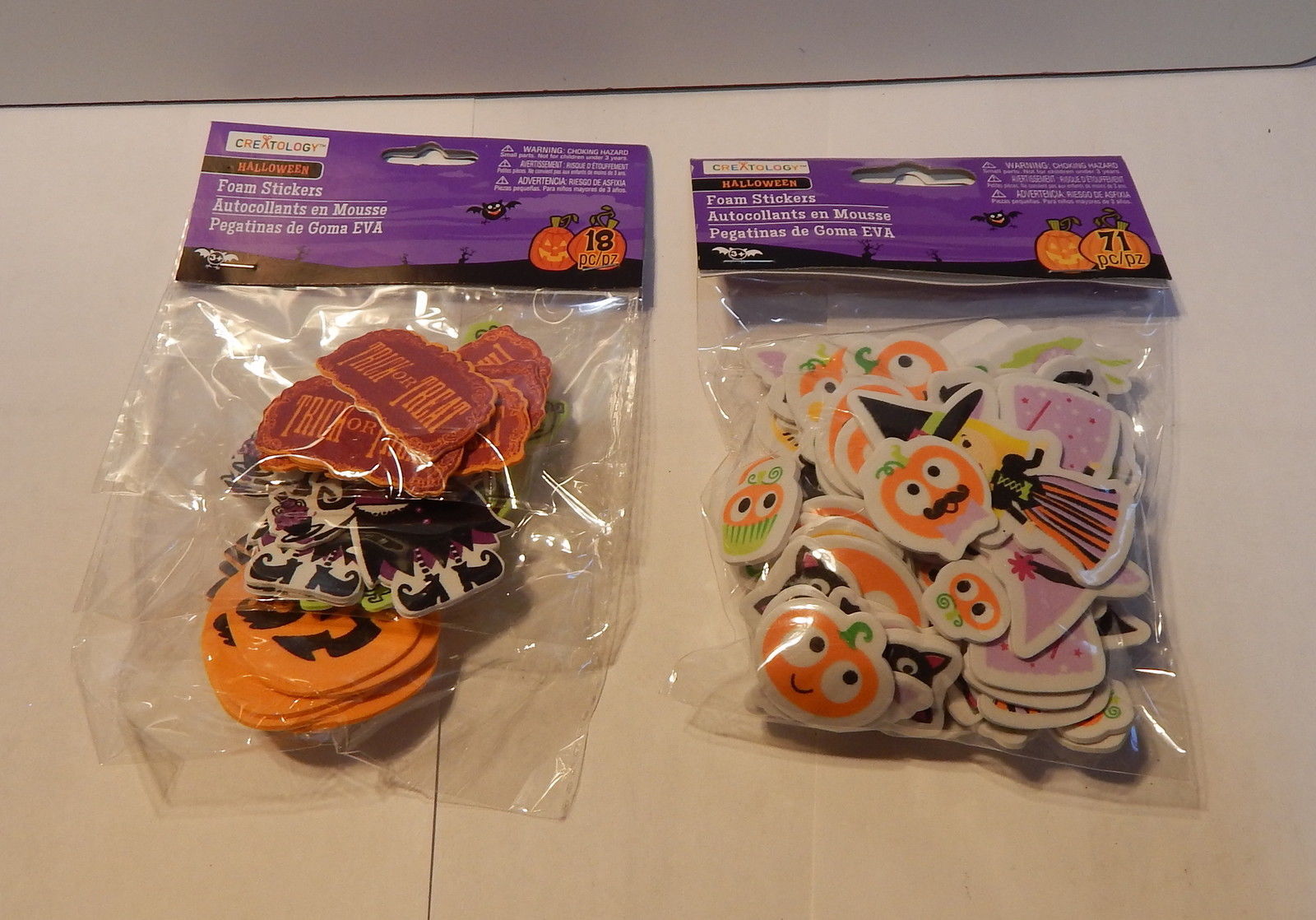 Halloween Foam Stickers Creatology 3+Pumpkins Witches Trick or Treat 89Total 28W