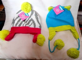 Creatology 2ea Knitted Winter Hats Ear flaps &amp; Pom poms 3+ 31E - £6.23 GBP