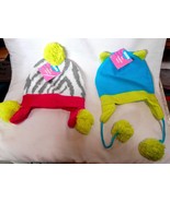 Creatology 2ea Knitted Winter Hats Ear flaps &amp; Pom poms 3+ 31E - $7.89