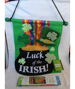 St. Patricks Day Luck Irish Hanging Banner 19&quot; x 14&quot; Design In Wind Gard... - £6.20 GBP