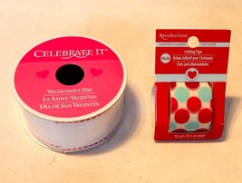 Valentine&#39;s Day Celebrate It Wired Edge Ribbon 1 1/2&quot; x 3yd &amp; Crafting Tape 4S - £7.58 GBP