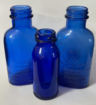Antique Phillips Milk of Magnesia &amp; Bromo Seltzer Cobalt Blue Glass Bottles - £19.97 GBP