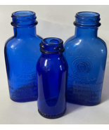 Antique Phillips Milk of Magnesia &amp; Bromo Seltzer Cobalt Blue Glass Bottles - £19.58 GBP