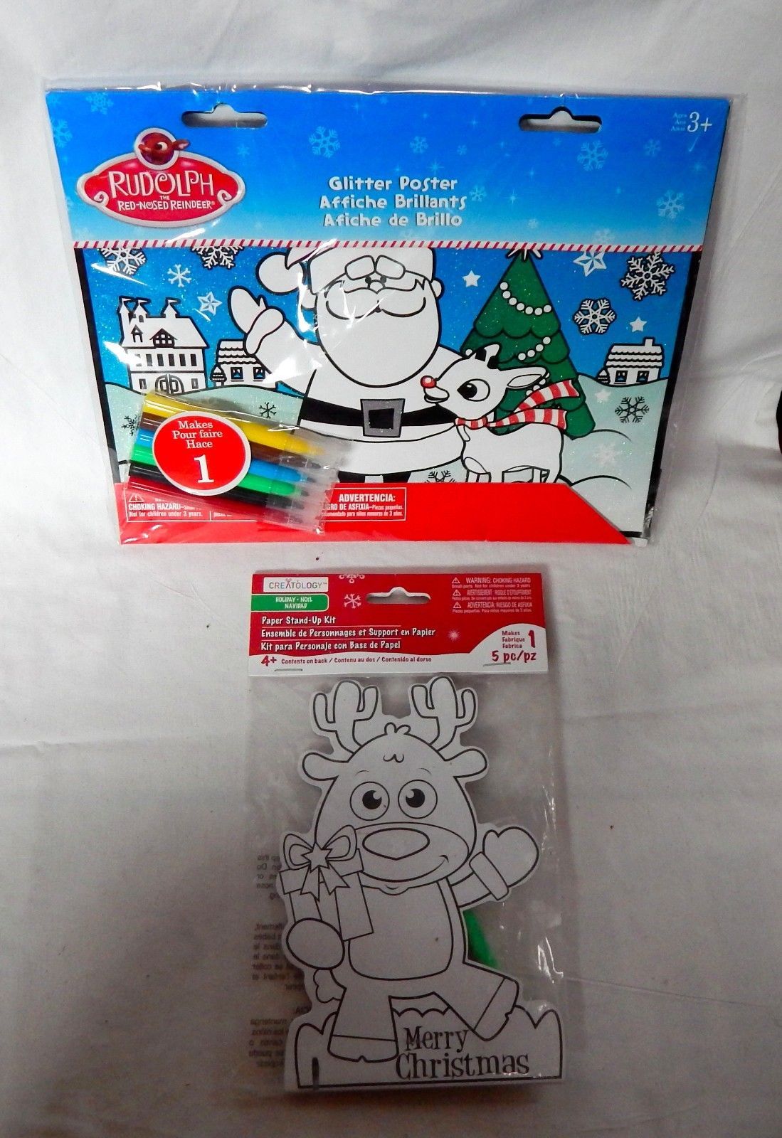 Christmas Creatology Paper Stand Up Kit &amp; Rudolph Glitter Poster 3+ Mark... - $7.89