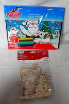 Christmas Creatology Wood Scene Kit 9pc &amp; Rudolph Glitter Poster 3+Markers 23Z - £4.69 GBP