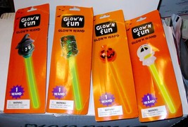 Halloween Glow&#39;n Wands by Big Lots 4 Different Glow Wands 9&quot; x 3&quot; Monste... - £4.70 GBP